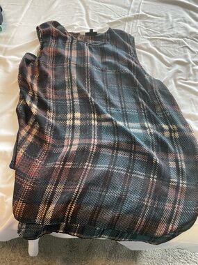 Who What Wear Plaid Top in Black, Brown and Cream